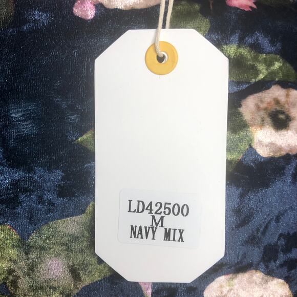 Loveriche Navy Mix Floral Velvet Dress - Size Medium - Picture 13 of 13